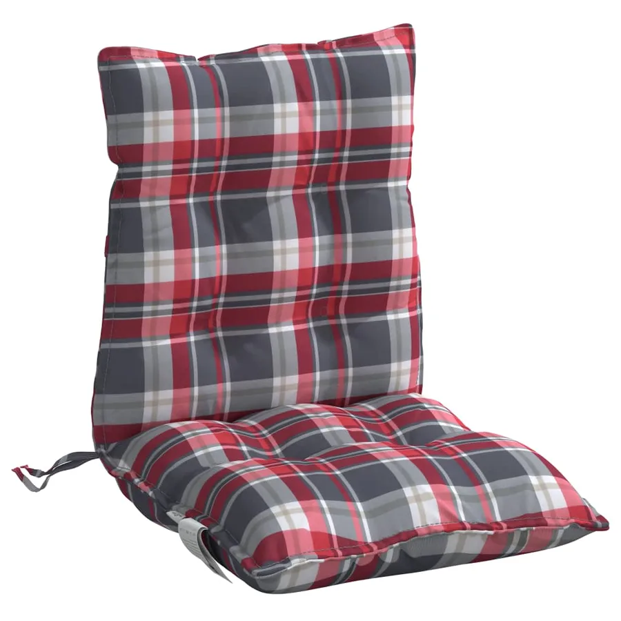 Coussins de chaise à dossier bas lot de 6 motif carreaux rouge - 5