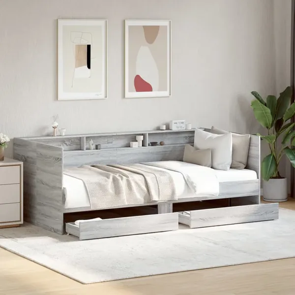 Lit de jour avec tiroirs sans matelas sonoma gris 90x190 cm