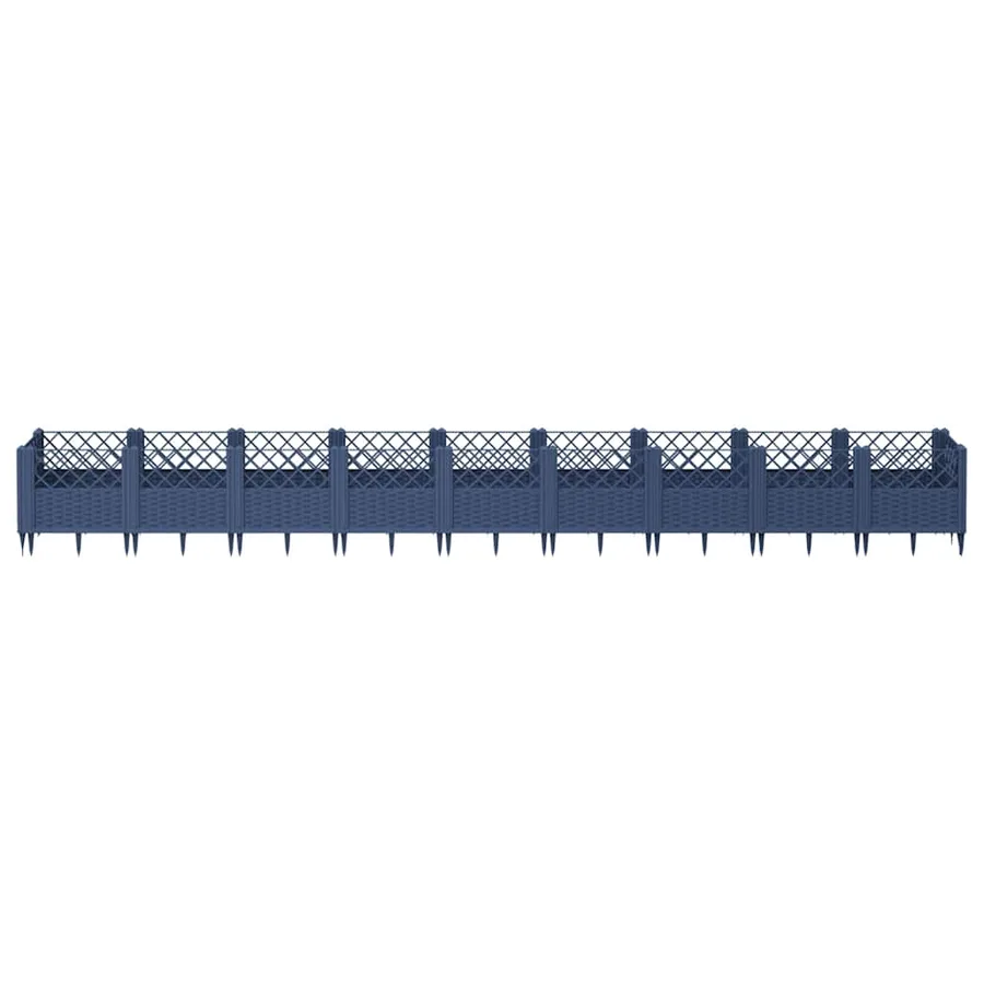 Jardinière avec piquets bleu gris 363,5x43,5x43,5 cm PP - 3