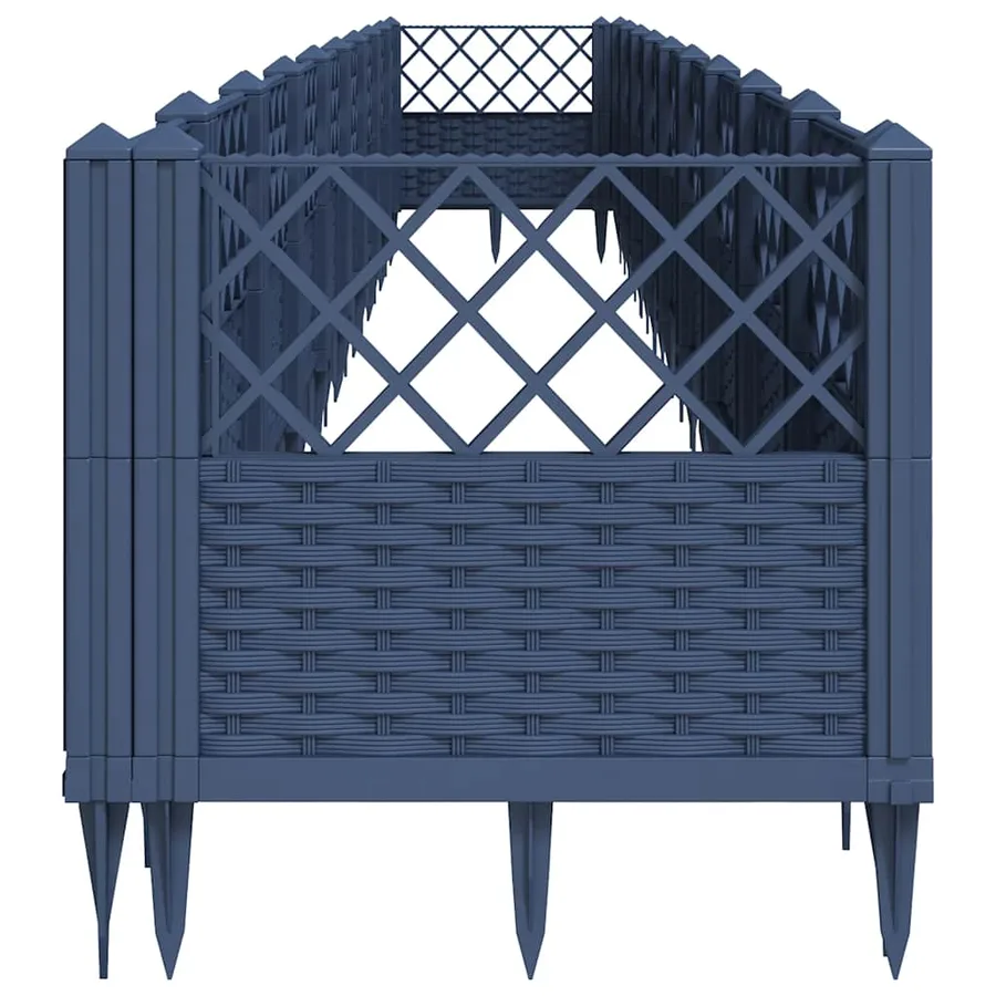 Jardinière avec piquets bleu gris 363,5x43,5x43,5 cm PP - 4