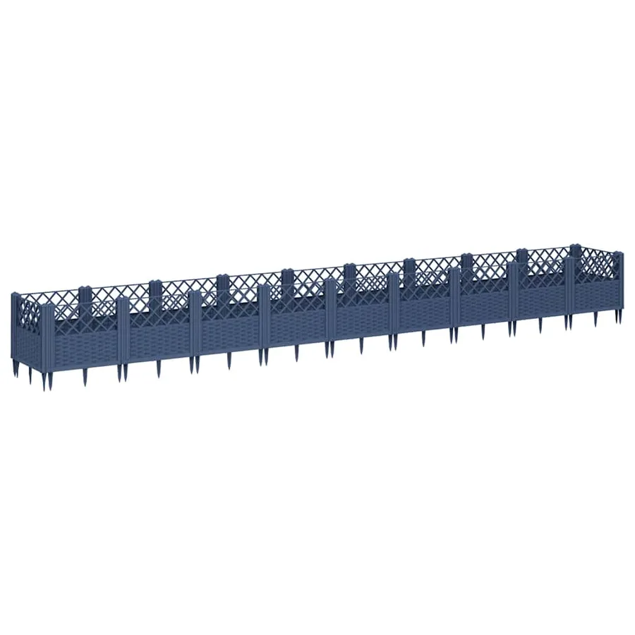 Jardinière avec piquets bleu gris 363,5x43,5x43,5 cm PP - 5