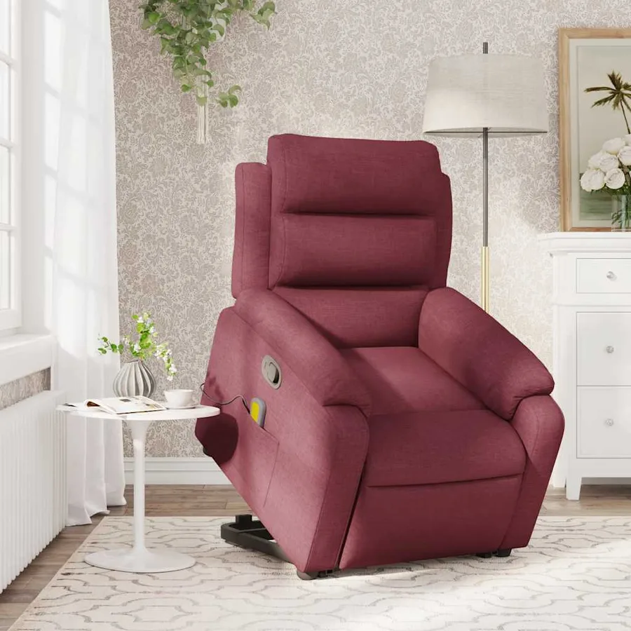 Fauteuil inclinable de massage Rouge bordeaux Tissu - 15