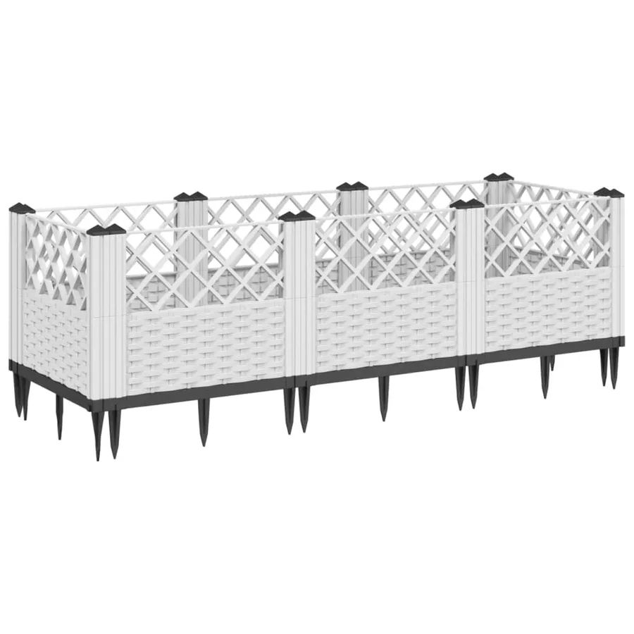 Jardinière avec piquets blanc 123,5x43,5x43,5 cm PP - 2