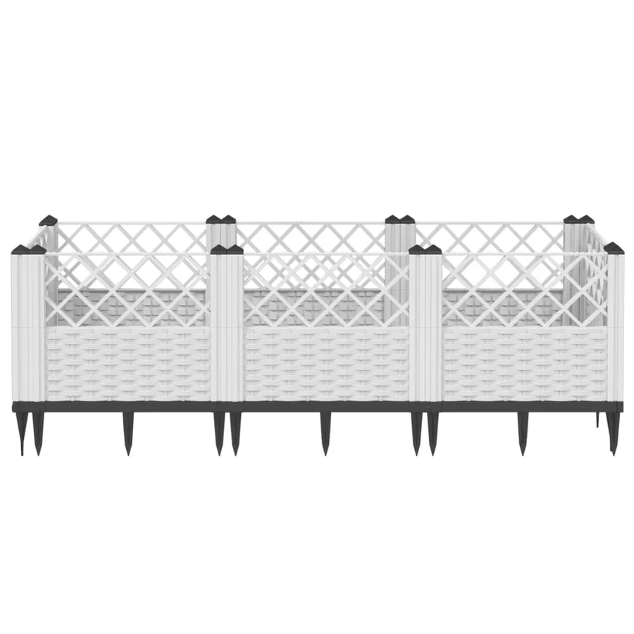 Jardinière avec piquets blanc 123,5x43,5x43,5 cm PP - 3