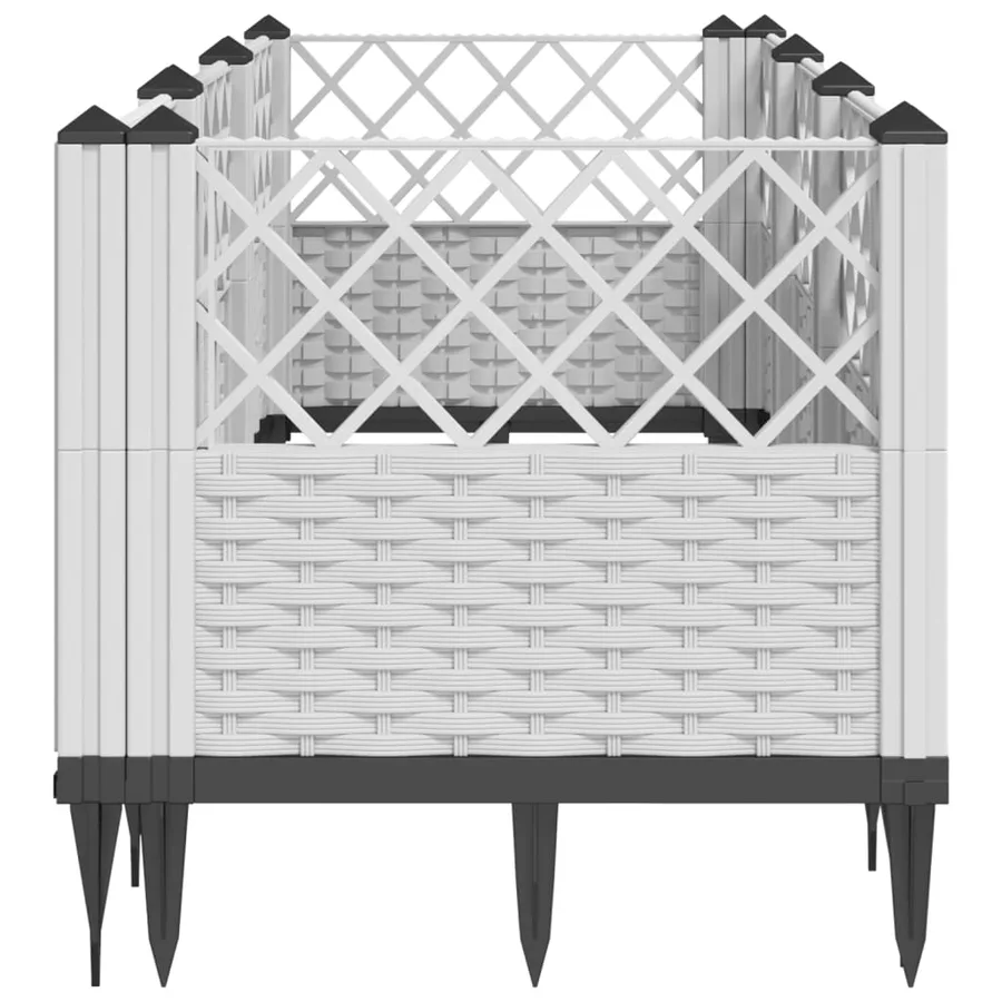 Jardinière avec piquets blanc 123,5x43,5x43,5 cm PP - 4