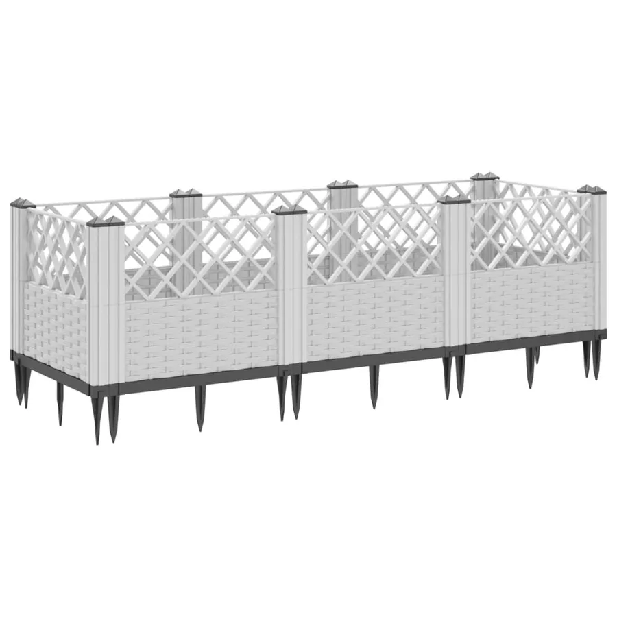 Jardinière avec piquets blanc 123,5x43,5x43,5 cm PP - 5