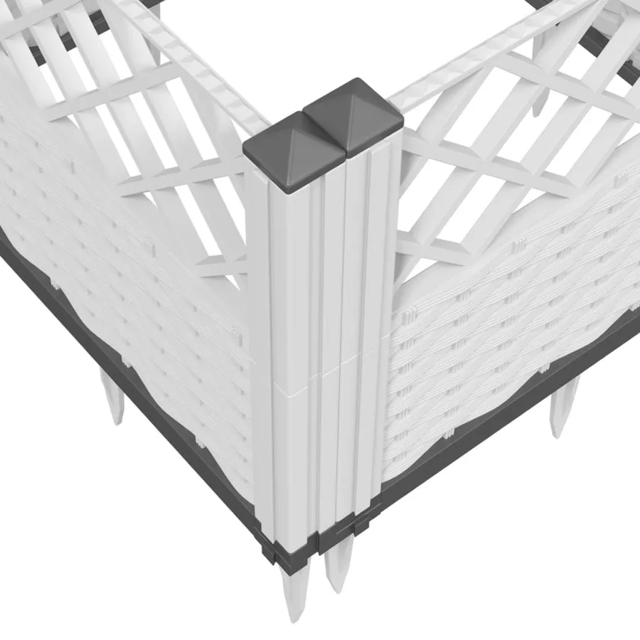 Jardinière avec piquets blanc 123,5x43,5x43,5 cm PP - 7