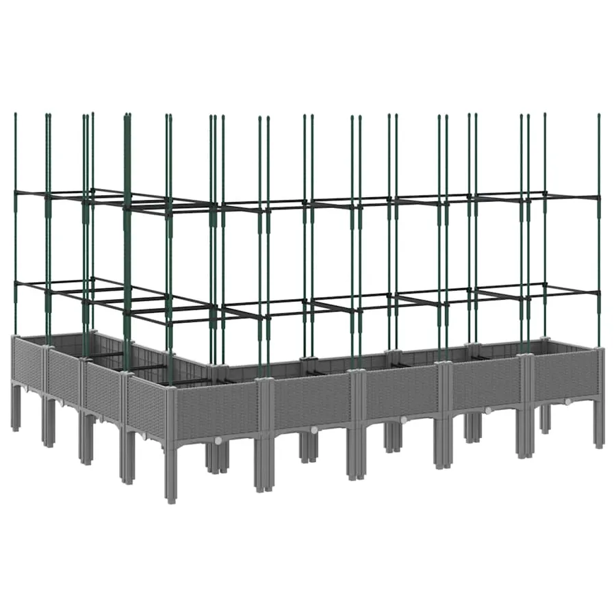 Jardinière avec treillis gris clair 200x160x142,5 cm PP - 5