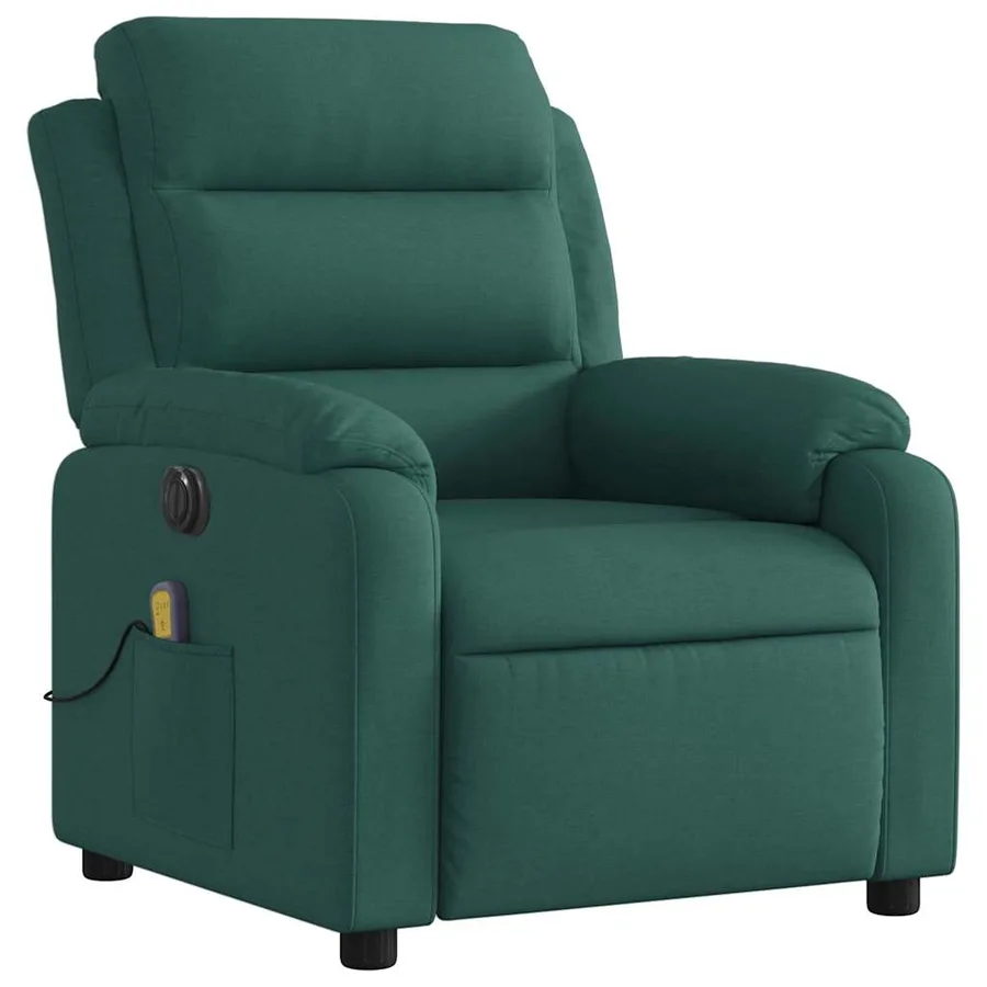 Fauteuil de massage inclinable électrique Vert foncé Tissu - 4