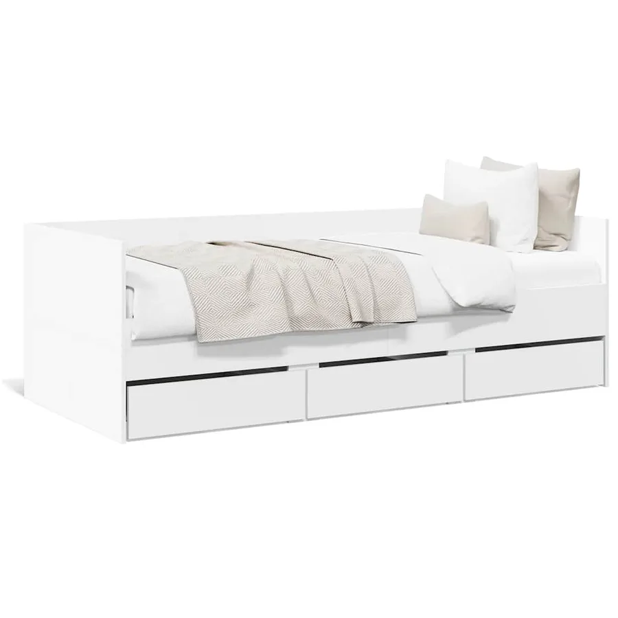 Lit de jour avec tiroirs sans matelas blanc 75x190 cm - 2