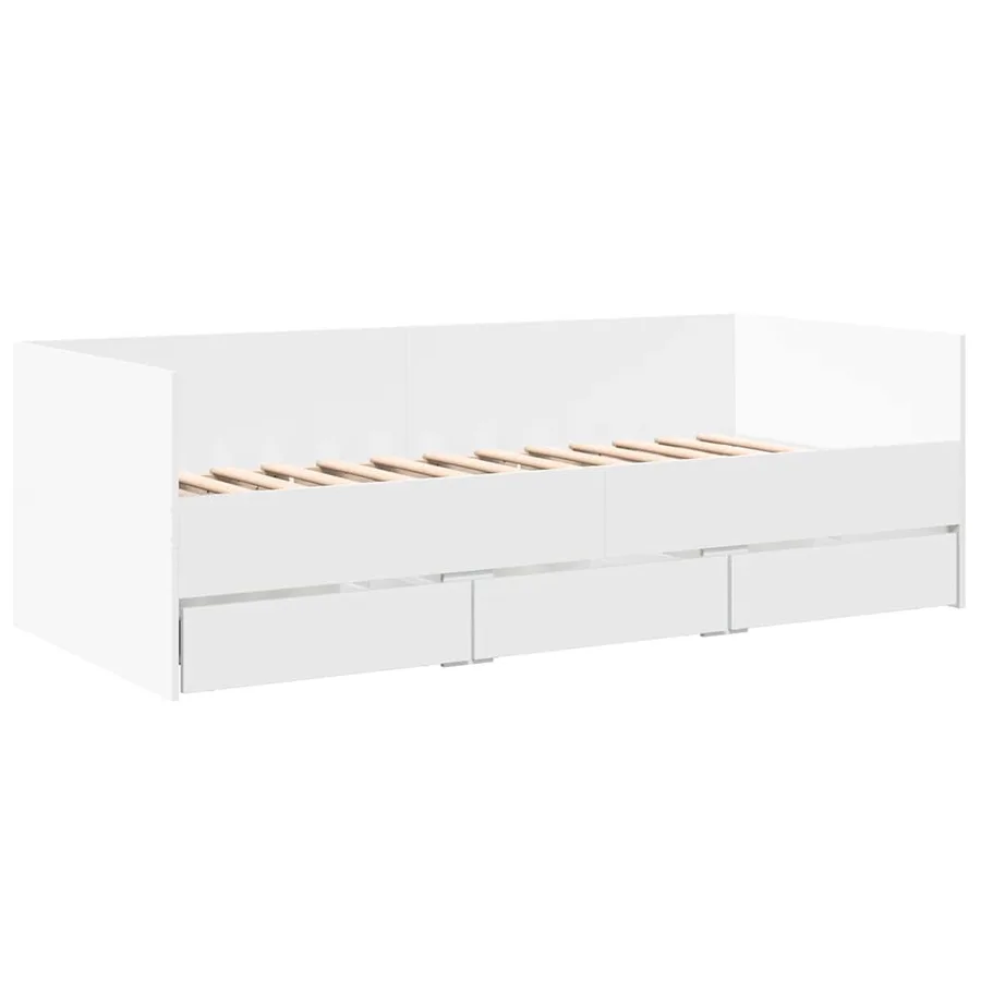 Lit de jour avec tiroirs sans matelas blanc 75x190 cm - 3