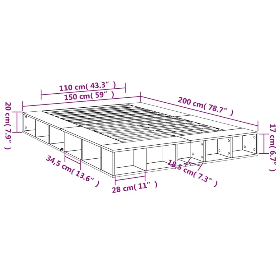 Cadre de lit sans matelas chêne sonoma 150x200 cm - 10
