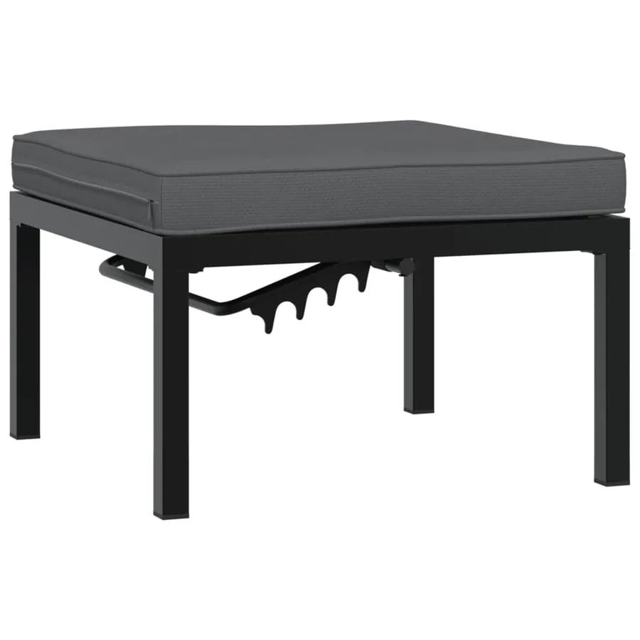 Tabouret de jardin avec coussin noir aluminium - 2