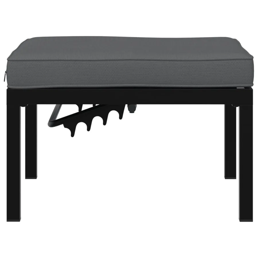 Tabouret de jardin avec coussin noir aluminium - 3