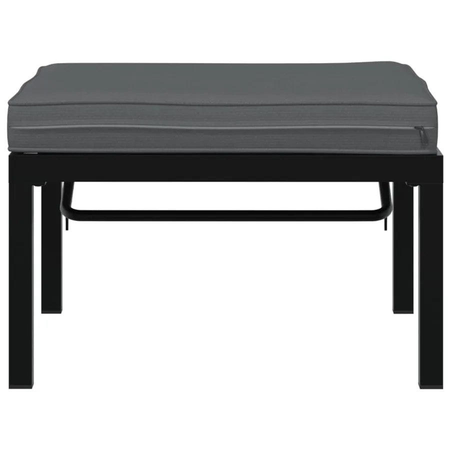 Tabouret de jardin avec coussin noir aluminium - 4
