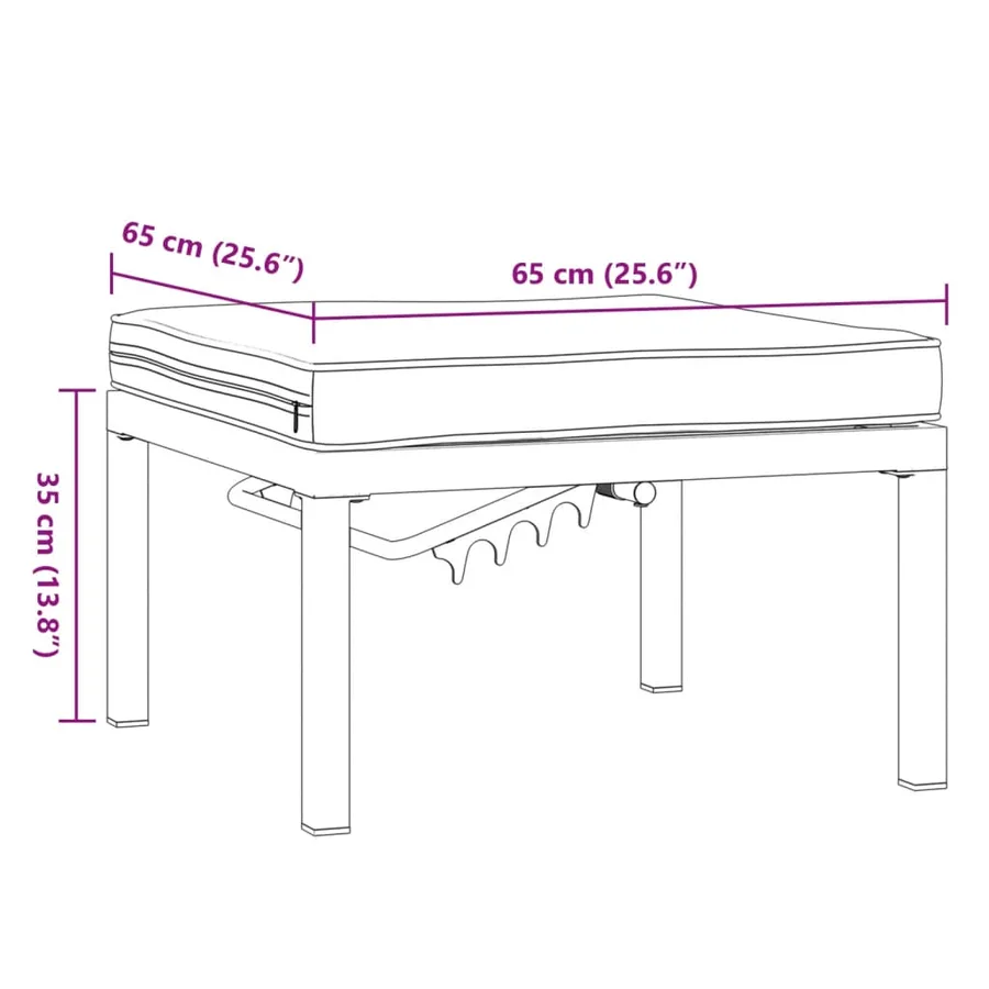 Tabouret de jardin avec coussin noir aluminium - 8