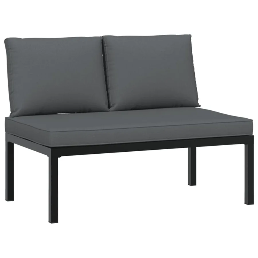 Banc de jardin avec coussins noir aluminium - 2