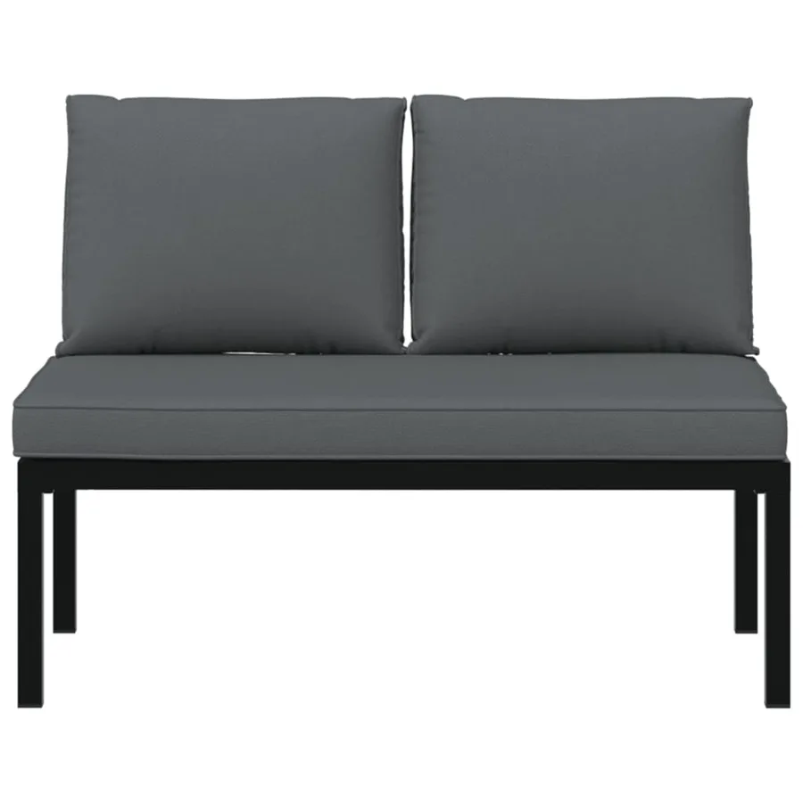 Banc de jardin avec coussins noir aluminium - 3