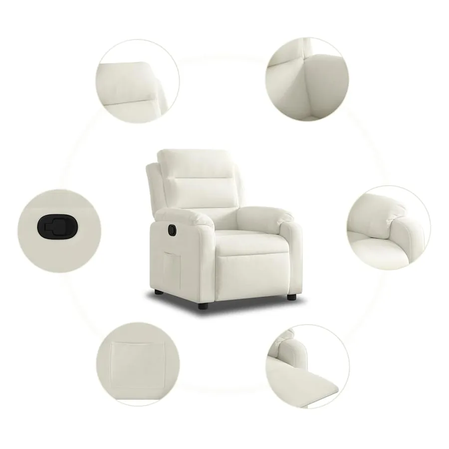 Fauteuil inclinable Crème Velours - 5