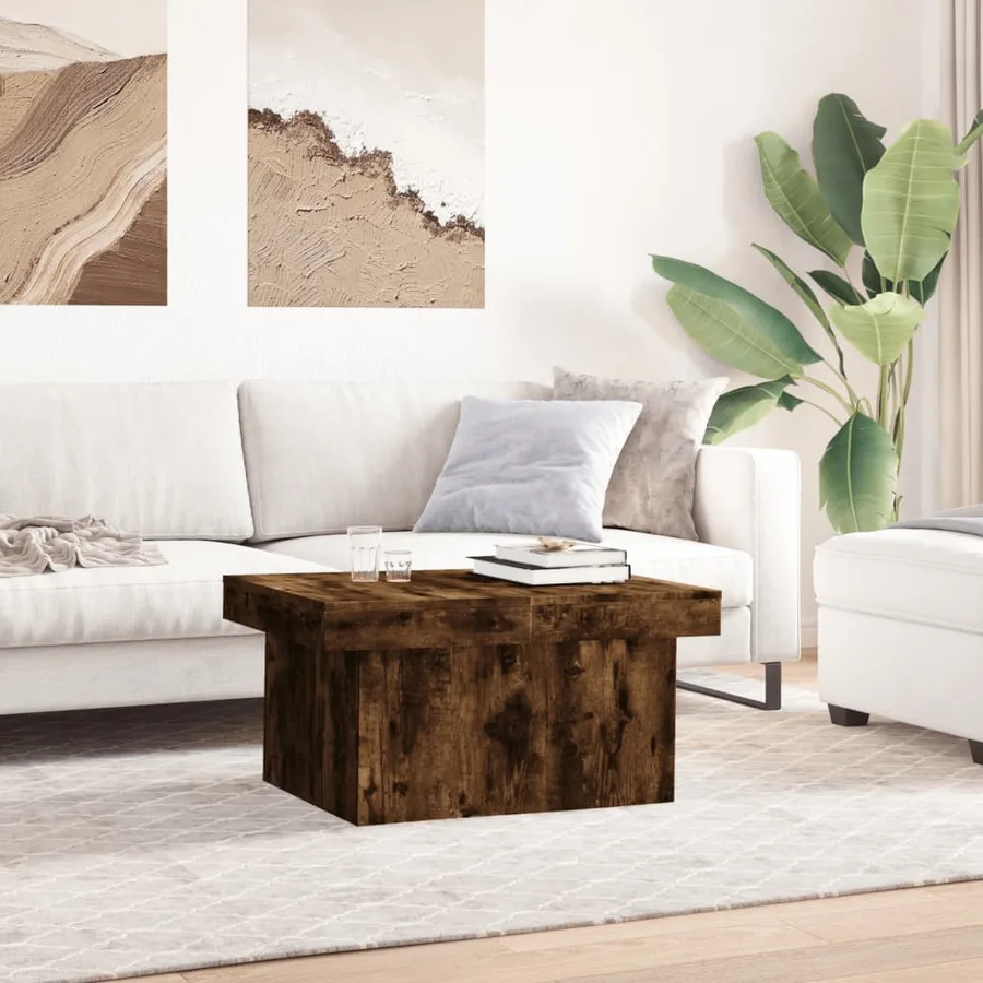 Table basse chêne fumé 100x55x40 cm bois d'ingénierie - 3