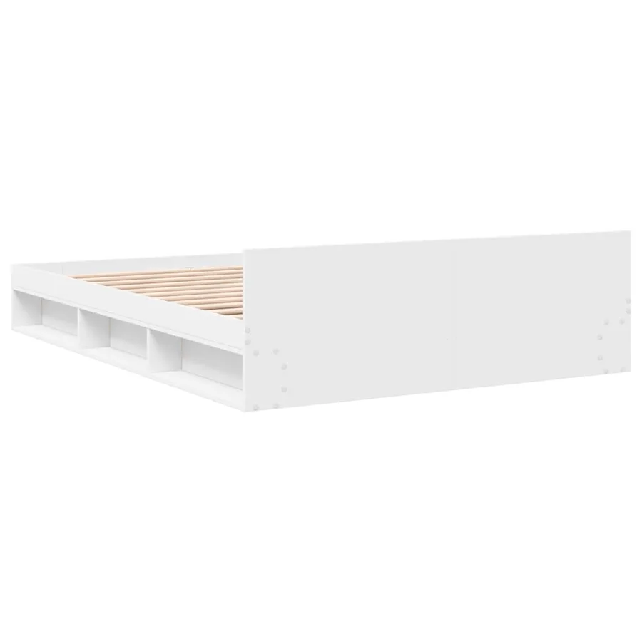 Cadre de lit avec tiroirs sans matelas blanc 135x190 cm - 6