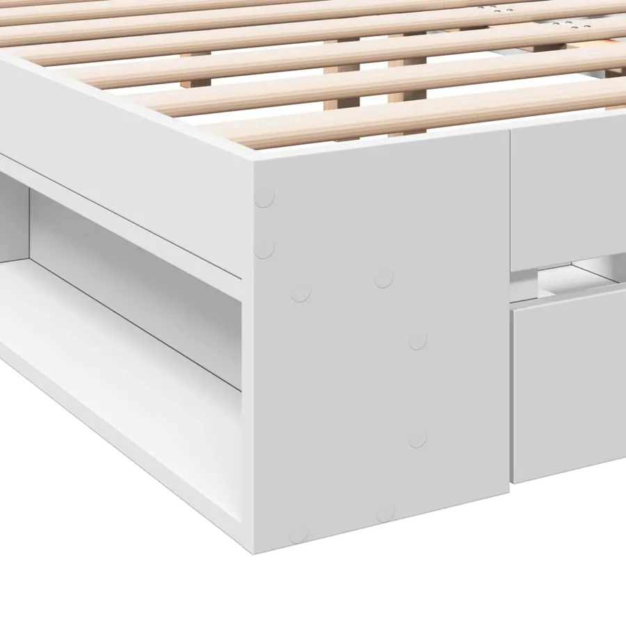 Cadre de lit avec tiroirs sans matelas blanc 135x190 cm - 8