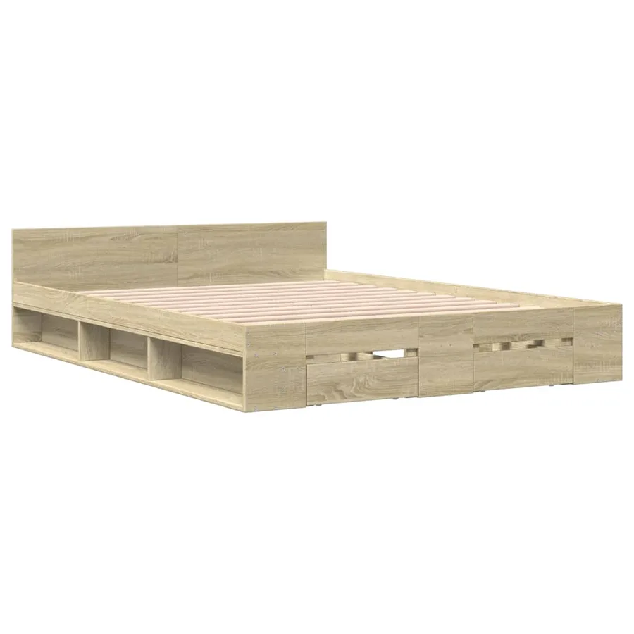 Cadre de lit avec tiroirs sans matelas chêne sonoma 160x200 cm - 3