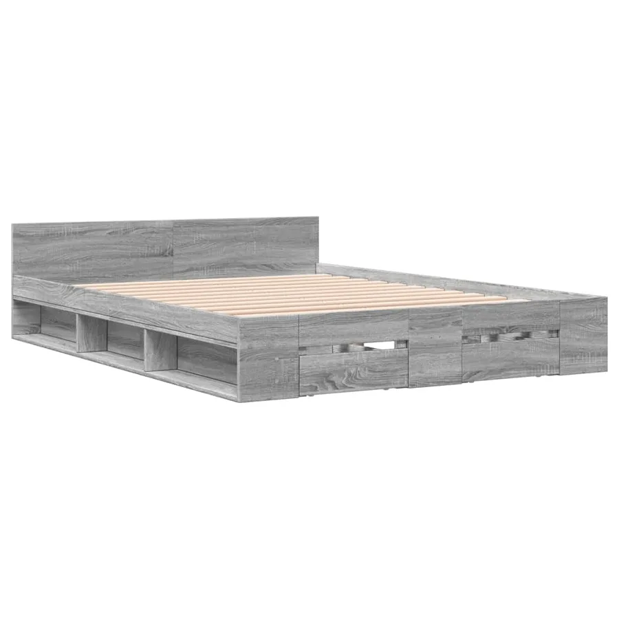 Cadre de lit avec tiroirs sans matelas sonoma gris 135x190 cm - 3