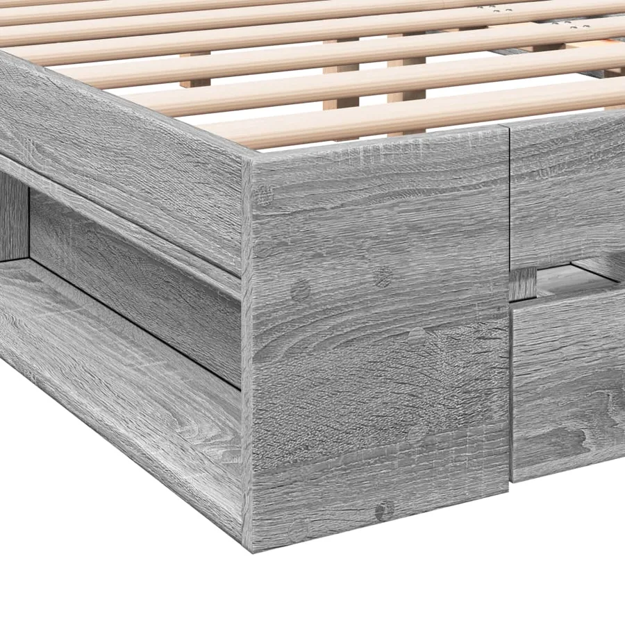 Cadre de lit avec tiroirs sans matelas sonoma gris 135x190 cm - 8
