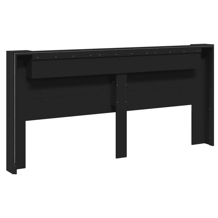 Armoire tête de lit avec LED noir 220x16,5x103,5 cm - 6