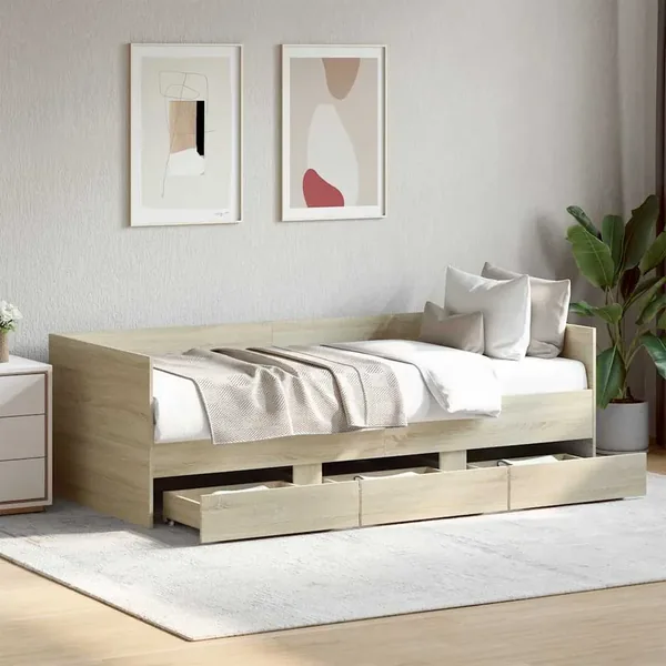 Lit de jour avec tiroirs sans matelas chêne sonoma 100x200 cm
