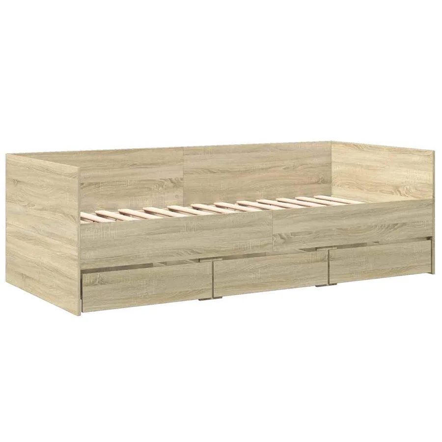 Lit de jour avec tiroirs sans matelas chêne sonoma 100x200 cm - 3