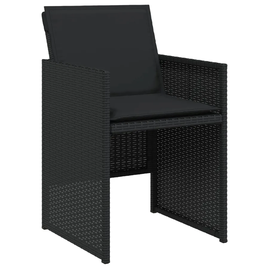 Ensemble à manger de jardin 9pcs coussins noir résine tressée - 5