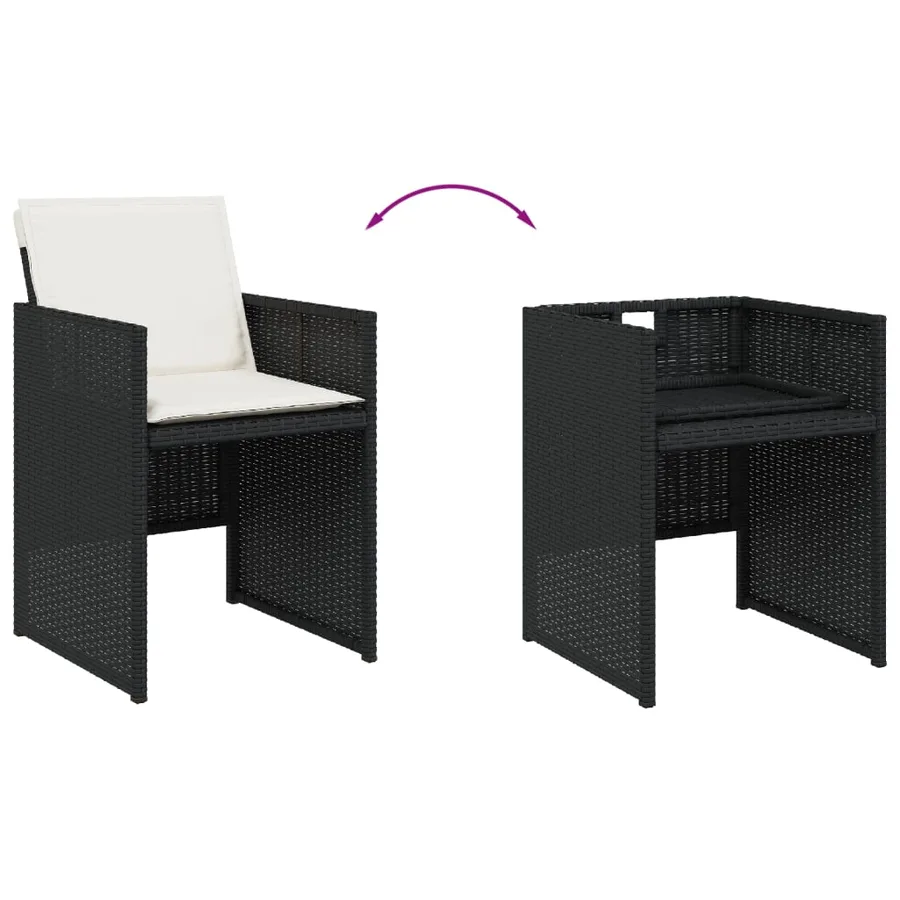 Ensemble à manger de jardin 17 pcs coussins noir résine tressée - 7
