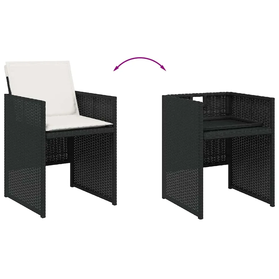 Ensemble à manger de jardin 13 pcs coussins noir résine tressée - 5