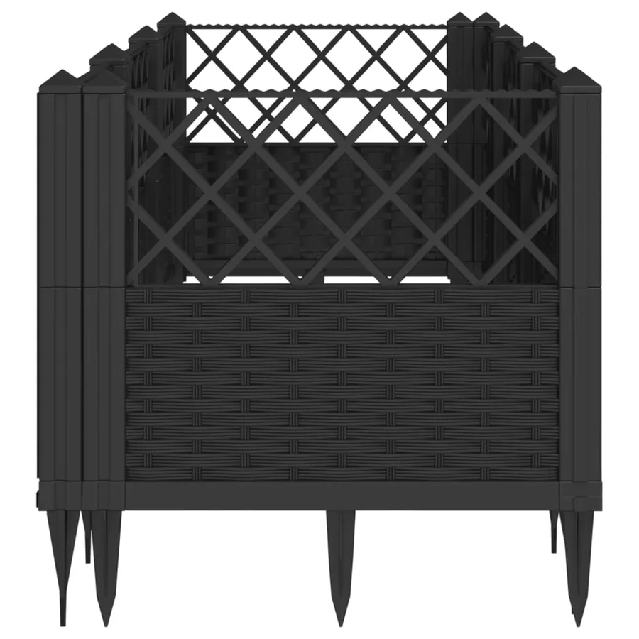 Jardinière avec piquets noir 123,5x43,5x43,5 cm PP - 4
