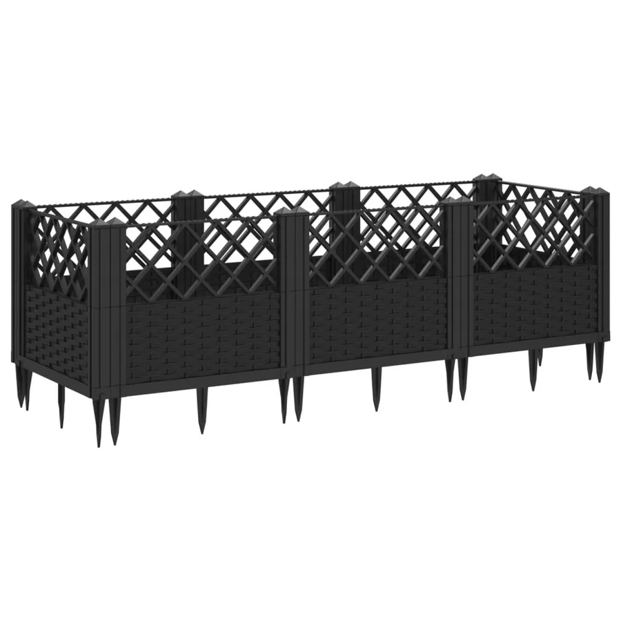 Jardinière avec piquets noir 123,5x43,5x43,5 cm PP - 5