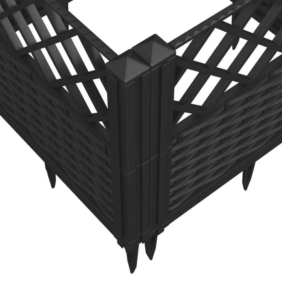 Jardinière avec piquets noir 123,5x43,5x43,5 cm PP - 7