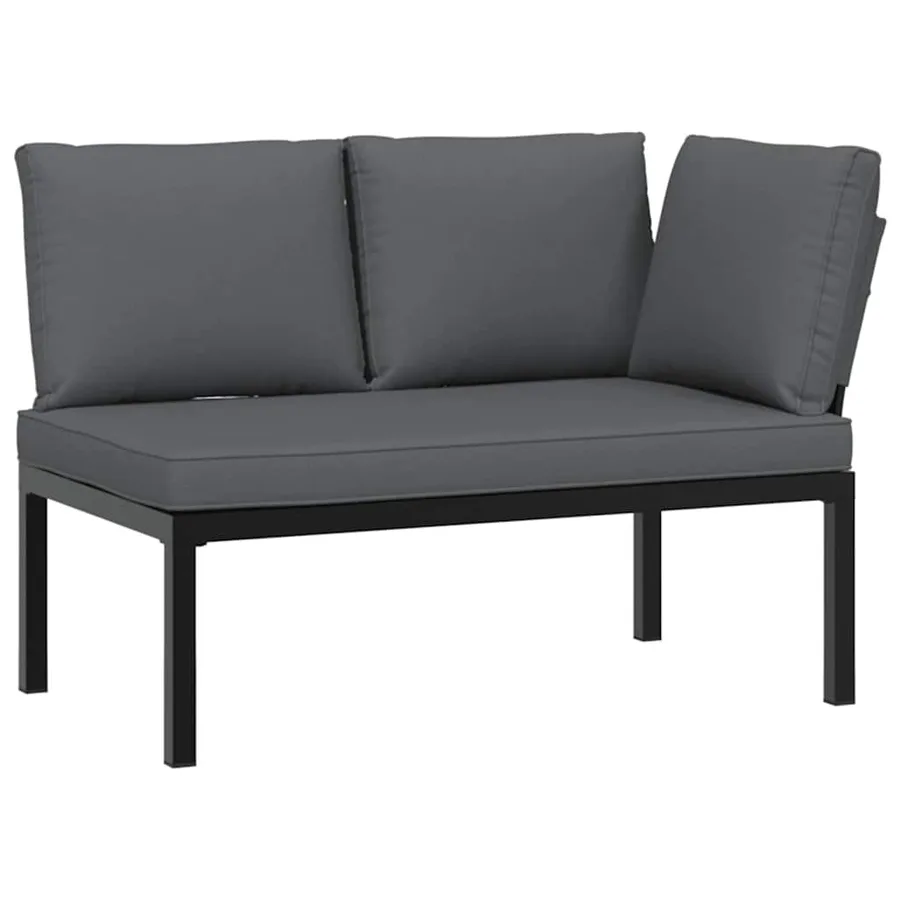 Salon de jardin 5 pcs avec coussins noir aluminium - 3