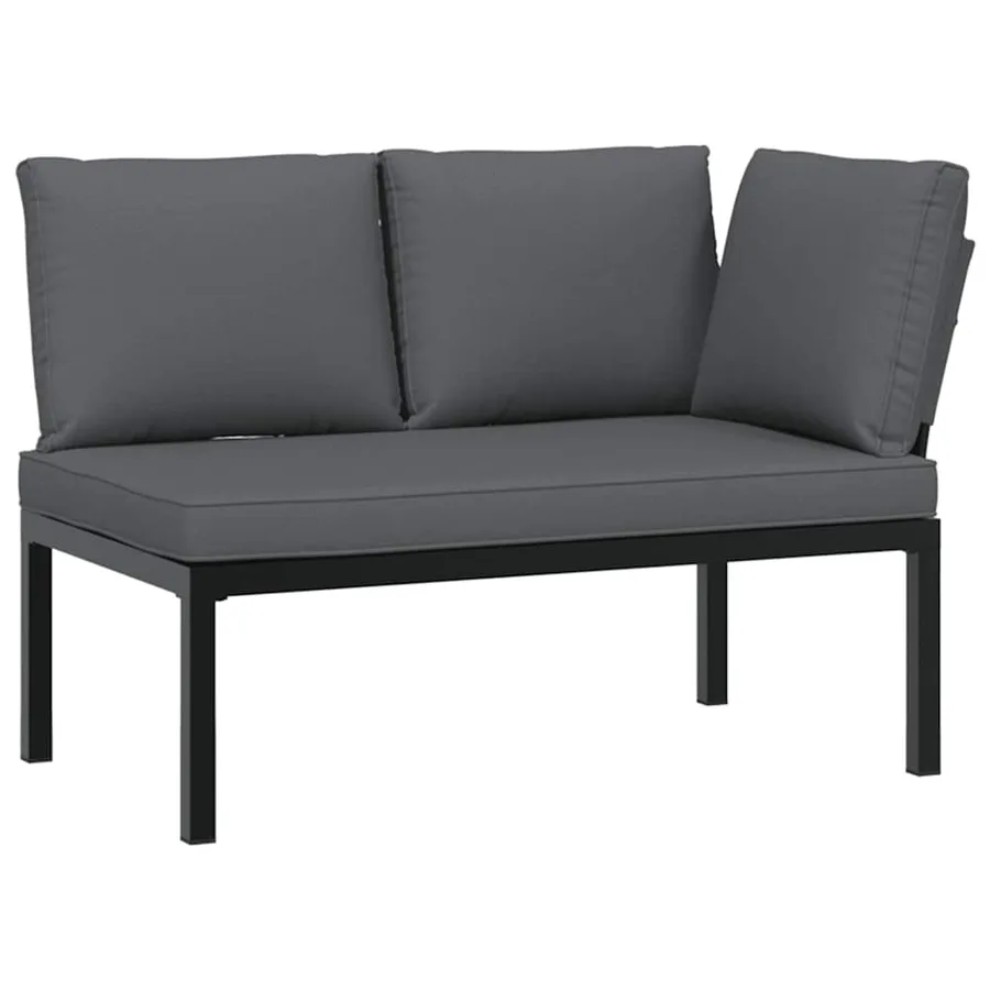 Salon de jardin 5 pcs avec coussins noir aluminium - 3