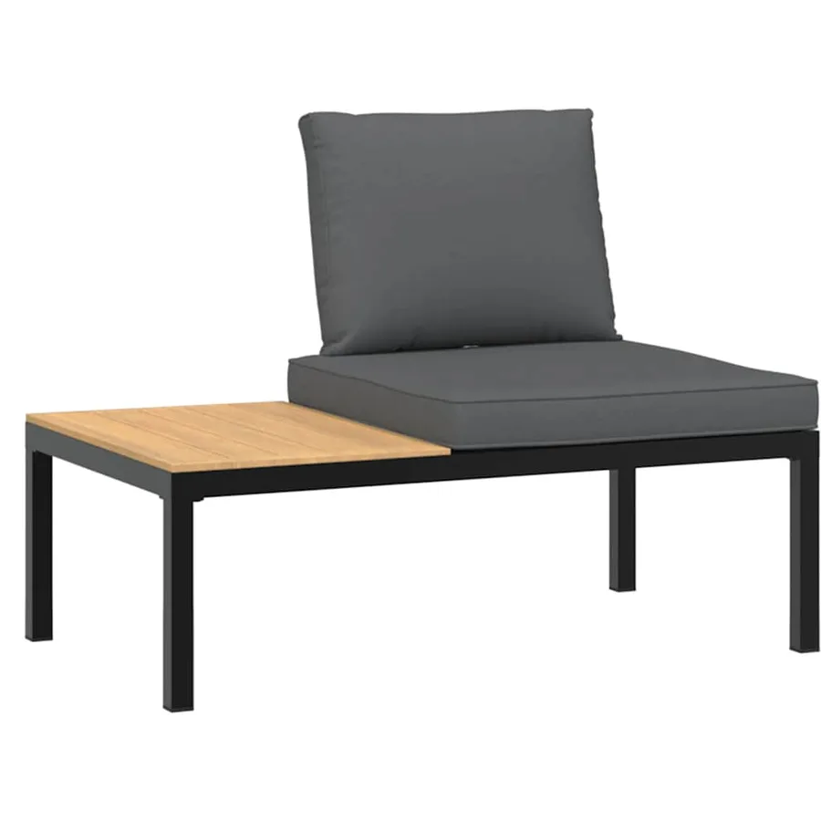 Salon de jardin 5 pcs avec coussins noir aluminium - 4