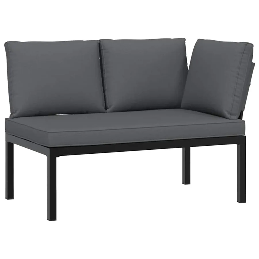 Salon de jardin 4 pcs avec coussins noir aluminium - 3