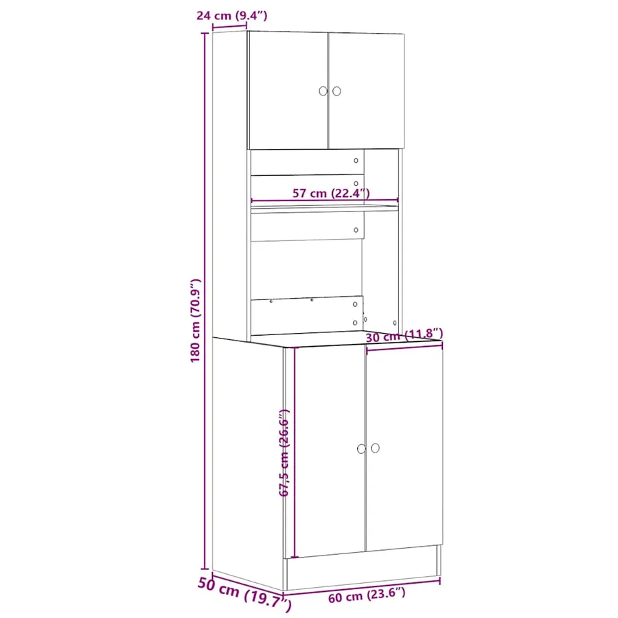Armoire de cuisine sonoma gris 60x50x180 cm bois d’ingénierie - 11