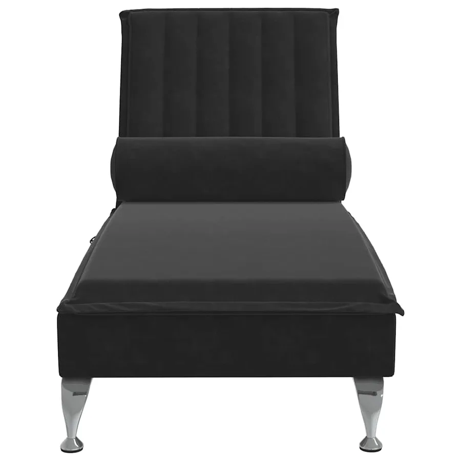Chaise longue de massage avec traversin noir velours - 4