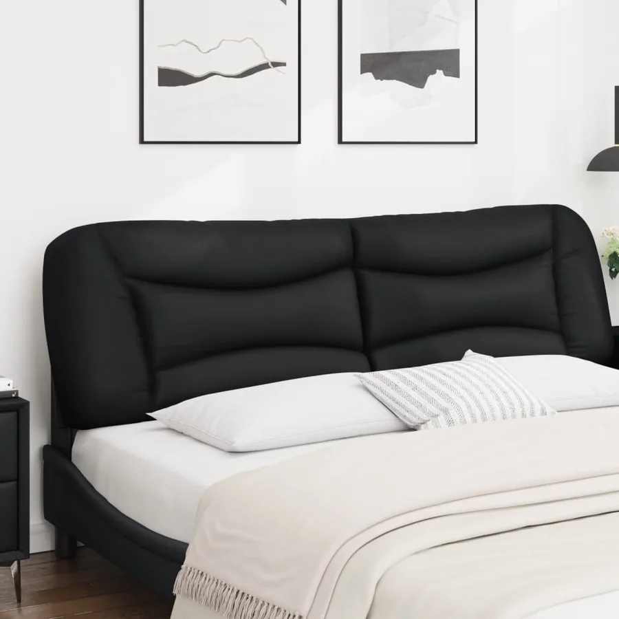 Coussin de tête de lit noir 180 cm en similicuir - 4