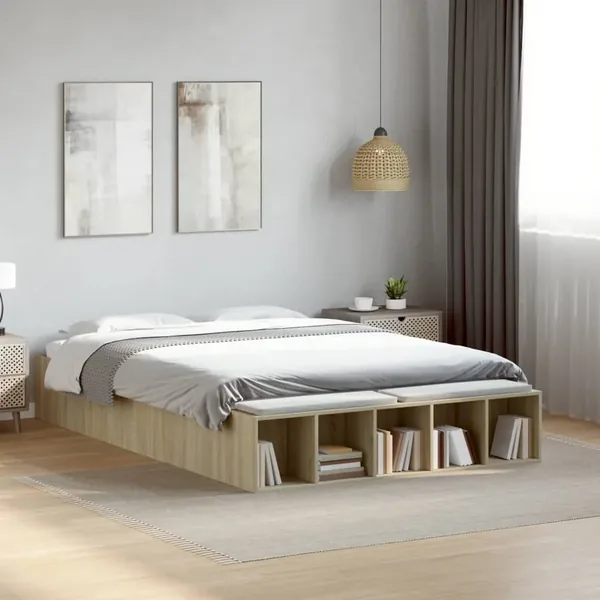 Cadre de lit sans matelas chêne sonoma 120x190 cm