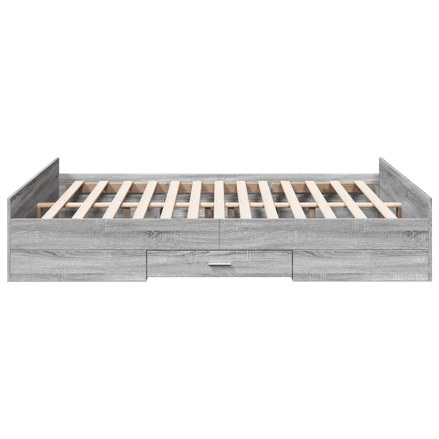 Cadre de lit avec tiroirs sans matelas sonoma gris 160x200 cm - 5