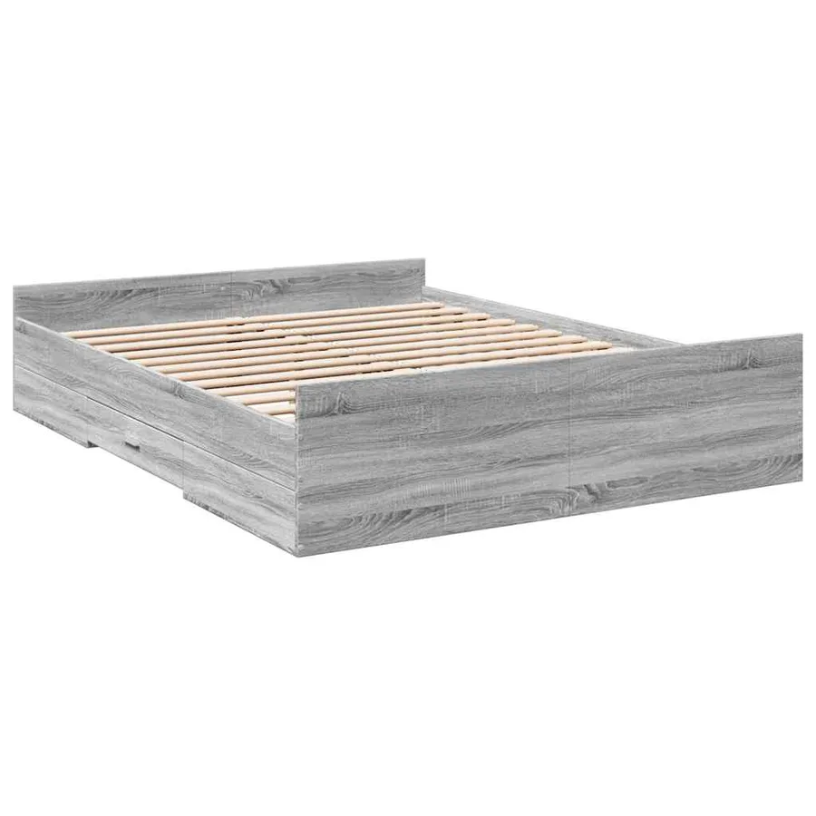 Cadre de lit avec tiroirs sans matelas sonoma gris 160x200 cm - 6