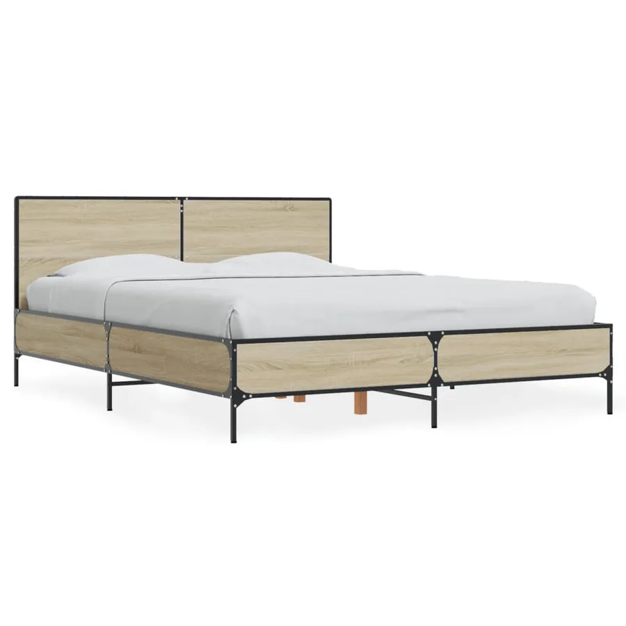 Cadre de lit sans matelas chêne sonoma 120x200 cm - 2