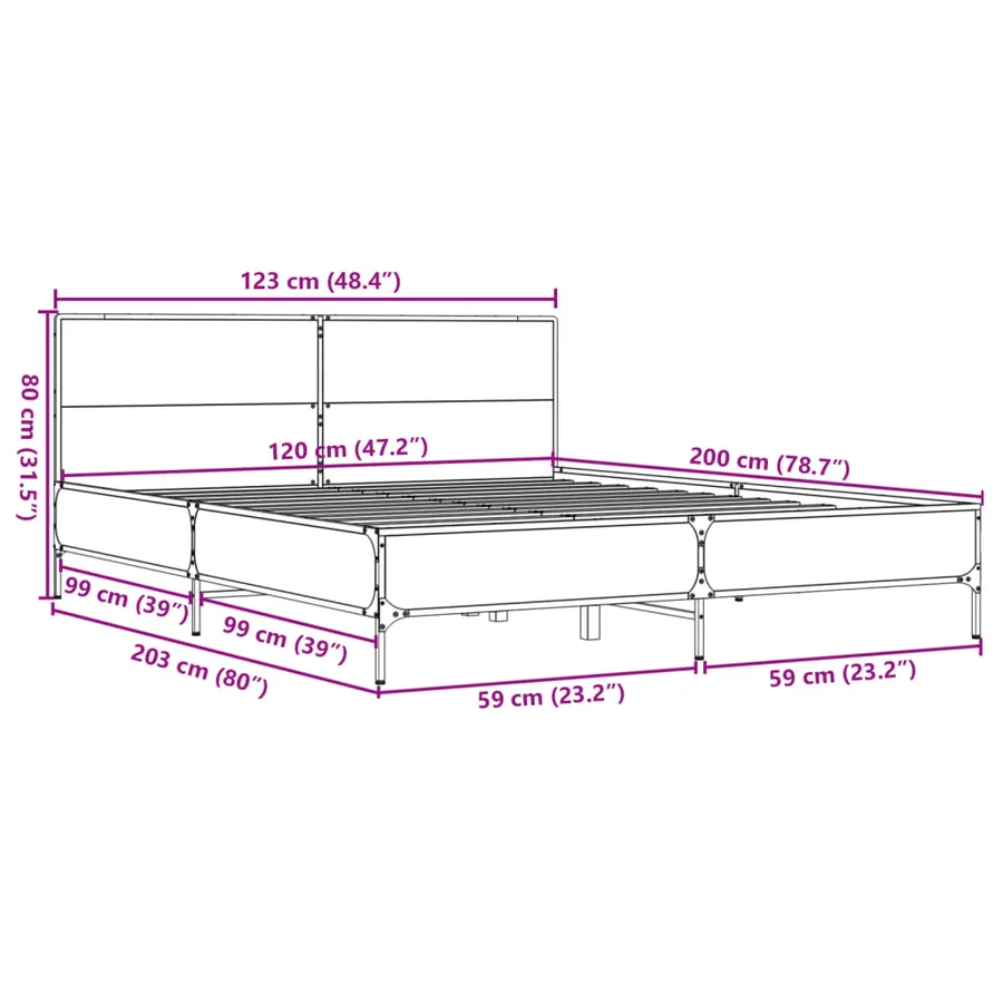 Cadre de lit sans matelas chêne sonoma 120x200 cm - 9